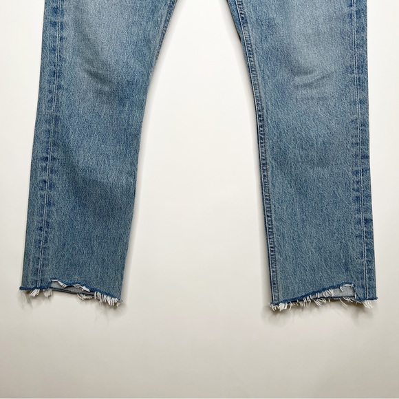 Agolde Riley High Rise Straight Crop Jeans Zephyr Wash Frayed Hem Size 25 - Picture 5 of 15